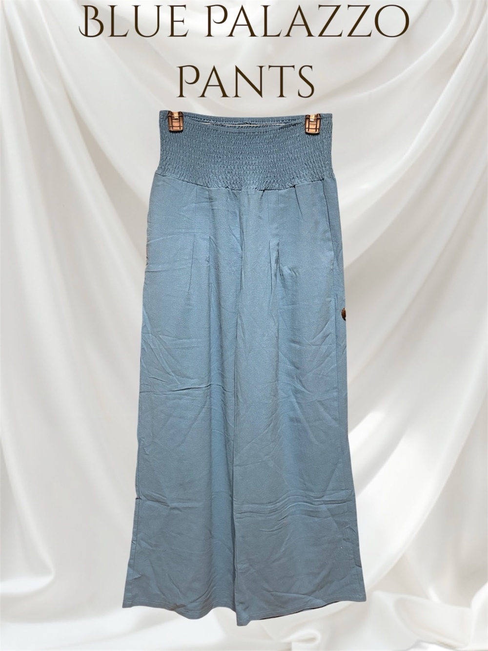 🔥Women’s Blue Linen & Cotton Palazzo Pants, Sz. M, VGUC-EUC.